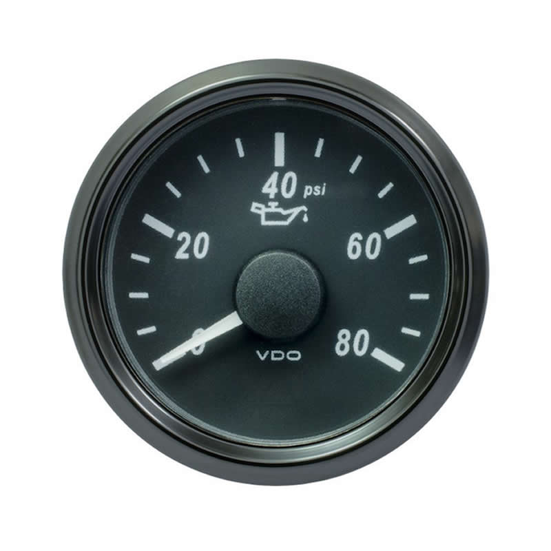 VDO SingleViu 0248 Engine Oil Pressure 80PSI Black 52mm gauge